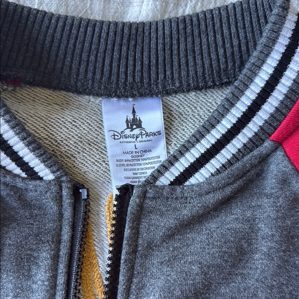 Disney Kids Gray and Red Mickey Mouse Zip Up Sweatshirt sz Large - Picture 3 of 6